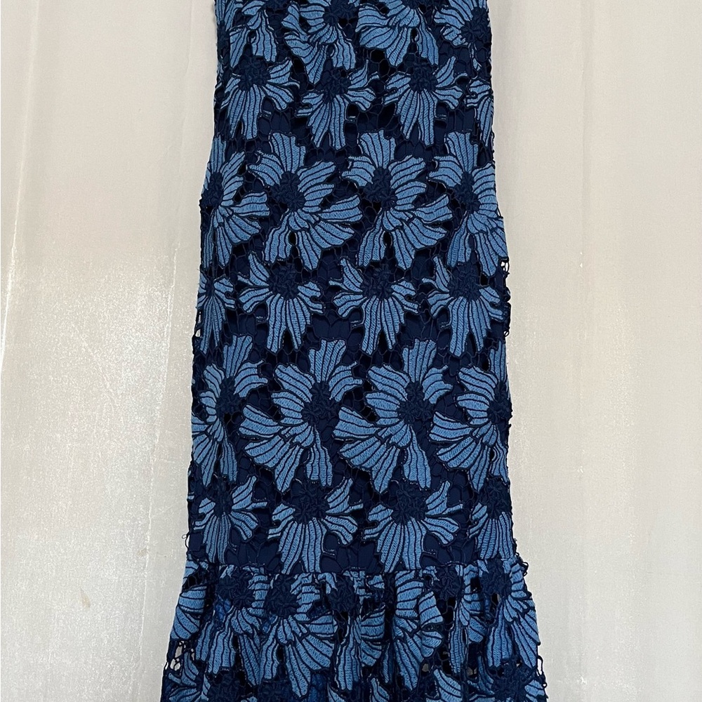 Shoshanna Blue Floral Lace Midi Dress - Picture 4 of 5